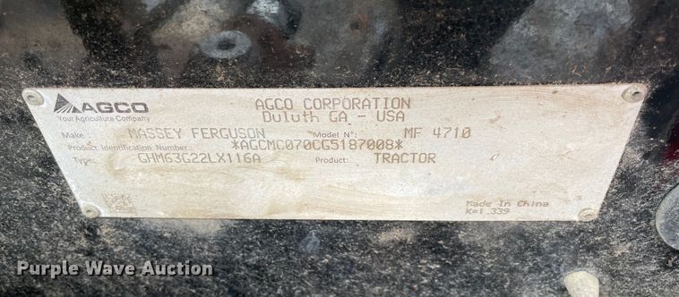 image for item MM9403 2016 Massey Ferguson 4710  MFWD tractor