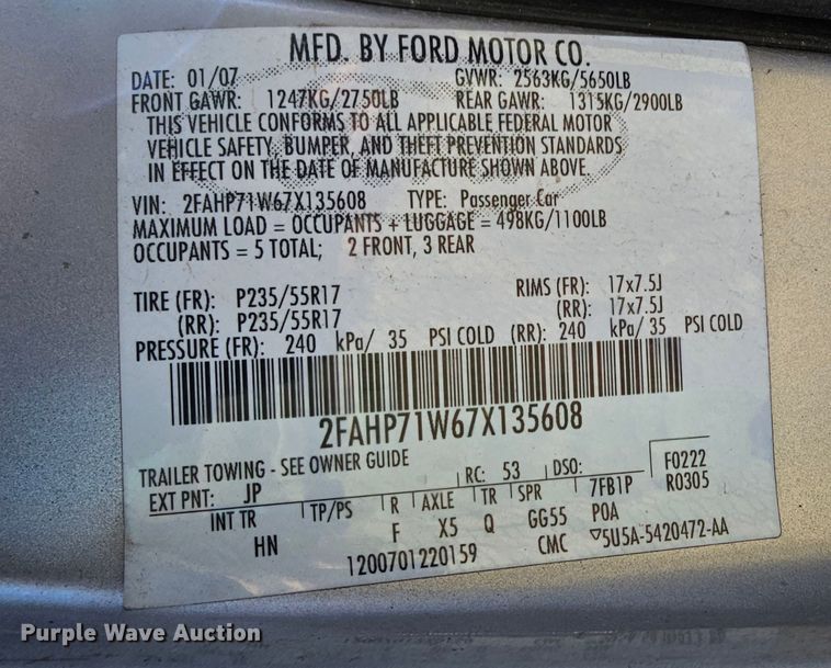 image for item DK1750 2007 Ford Crown Victoria Police Interceptor