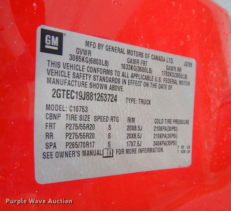 image for item DK1762 2008 GMC Sierra 1500  Ext. Cab pickup truck