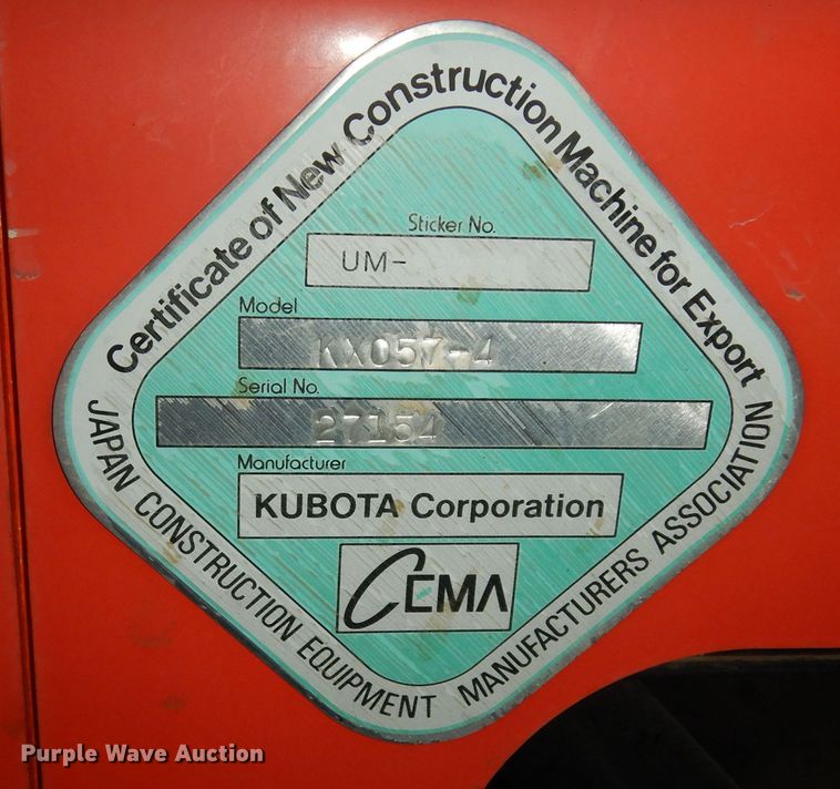 image for item DK1765 2016 Kubota KX057-4  mini excavator