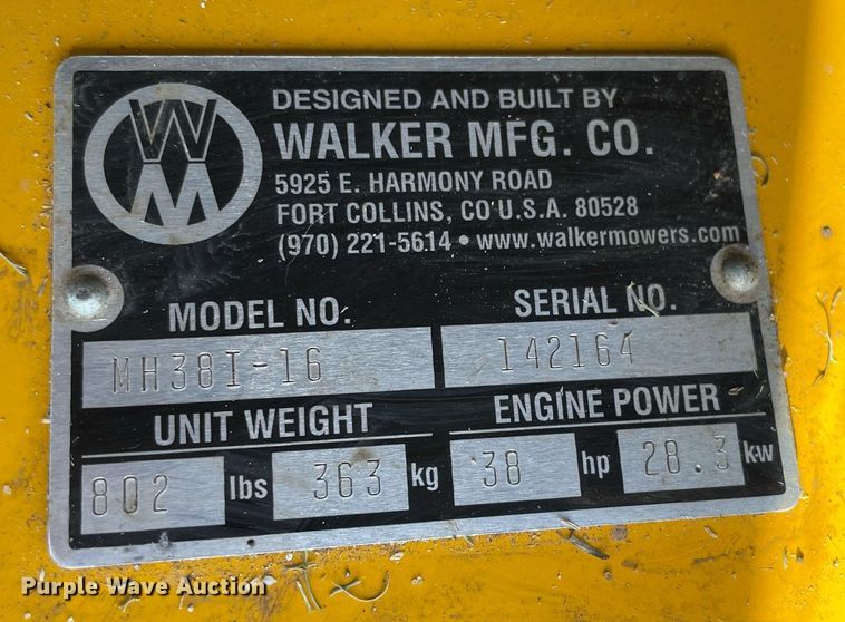 image for item DK7315 Walker H38I-16  ZTR lawn mower