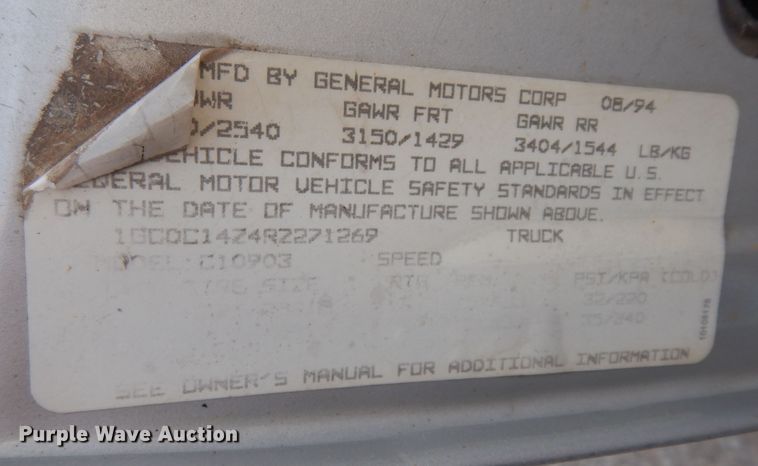 image for item DK7696 1994 Chevrolet C1500  pickup truck