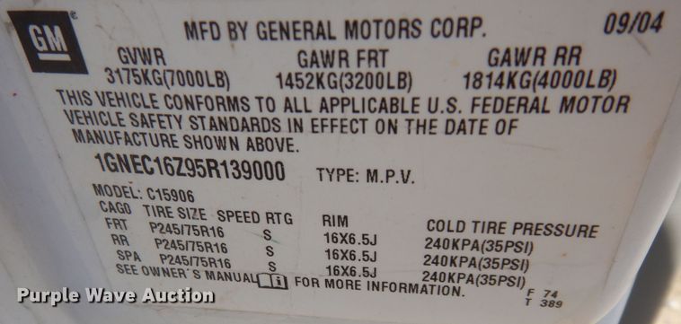 image for item DK7731 2005 Chevrolet Suburban 1500  SUV