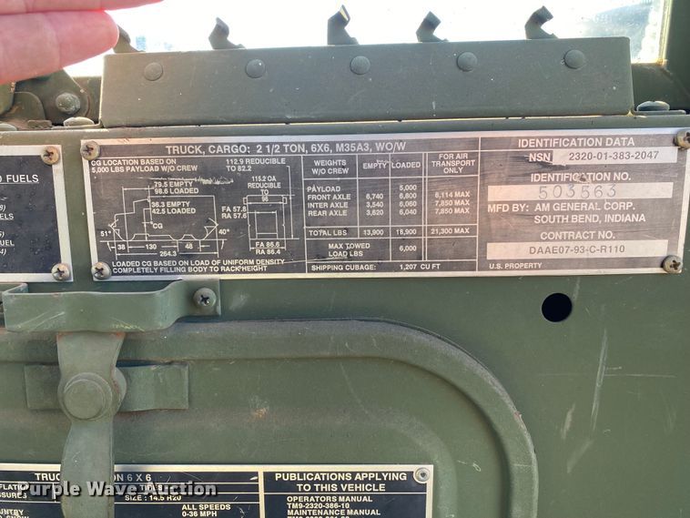 image for item DL7153 1993 American General M35A3  pumper fire truck