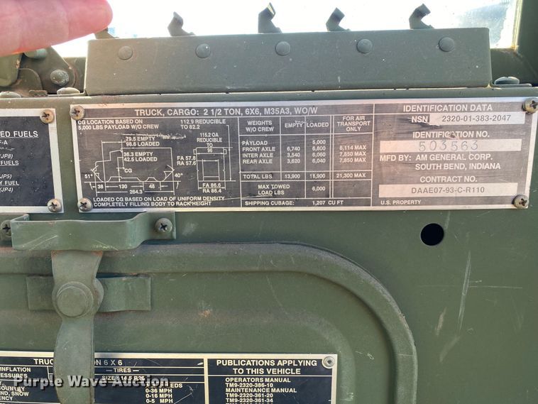 image for item DL7153 1993 American General M35A3  pumper fire truck