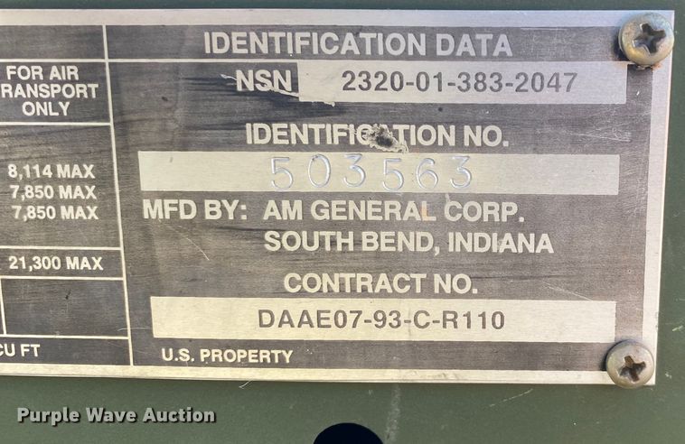 image for item DL7153 1993 American General M35A3  pumper fire truck