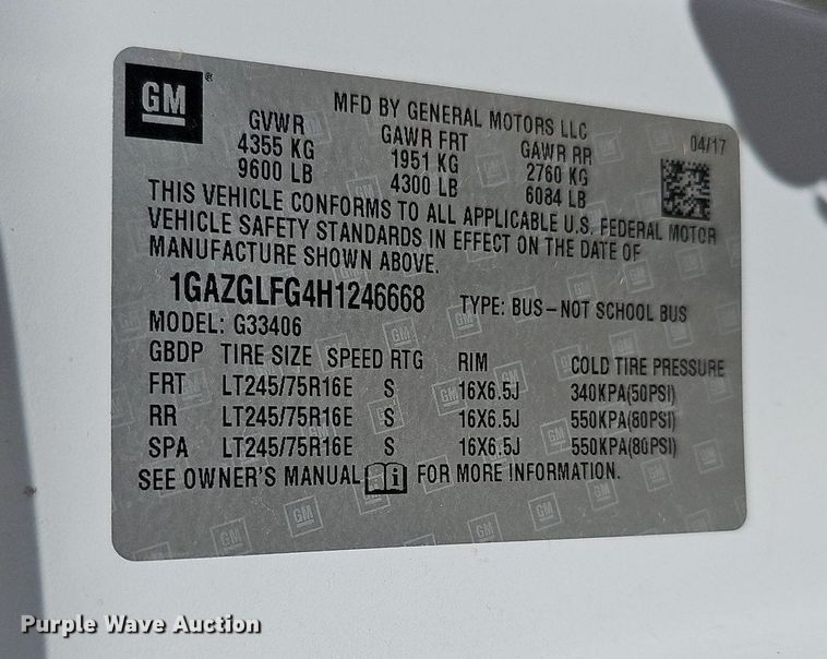 image for item DO4285 2017 Chevrolet Express 3500  van