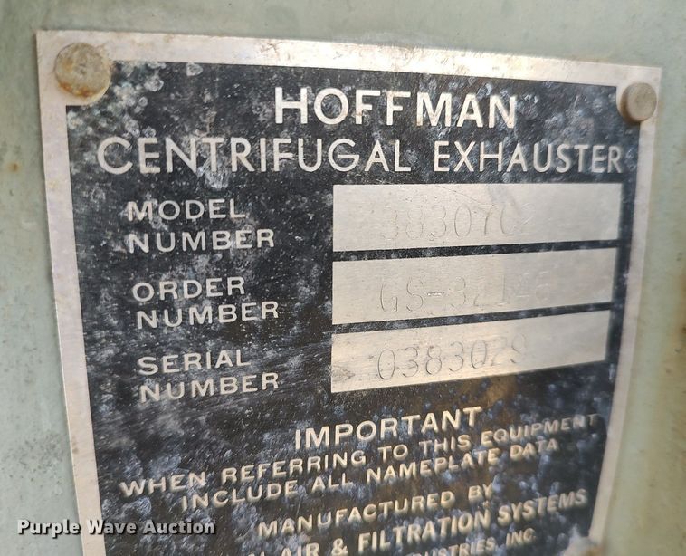 image for item DQ0435 Hoffman 38307C2  blower