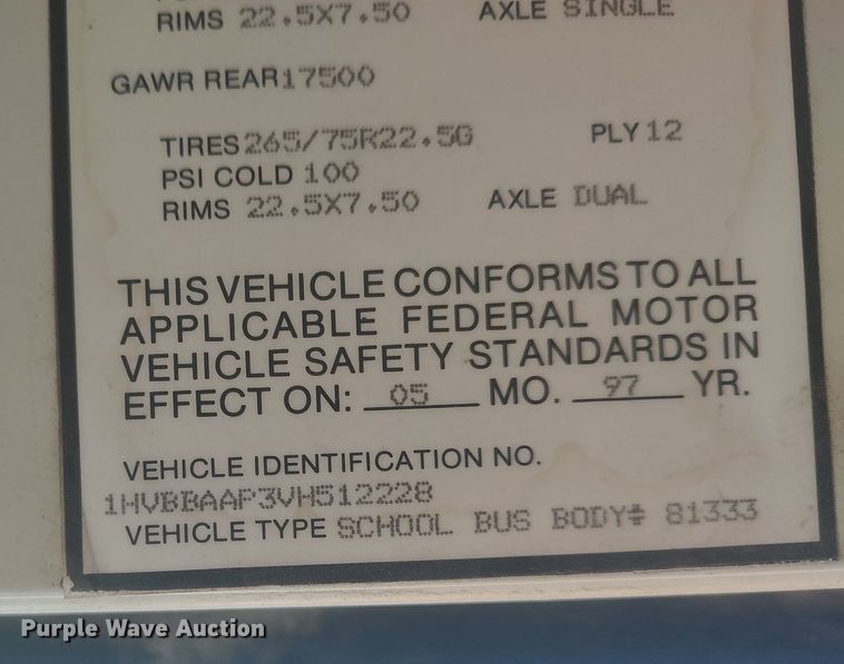 image for item DQ0470 1997 International 3800  school bus