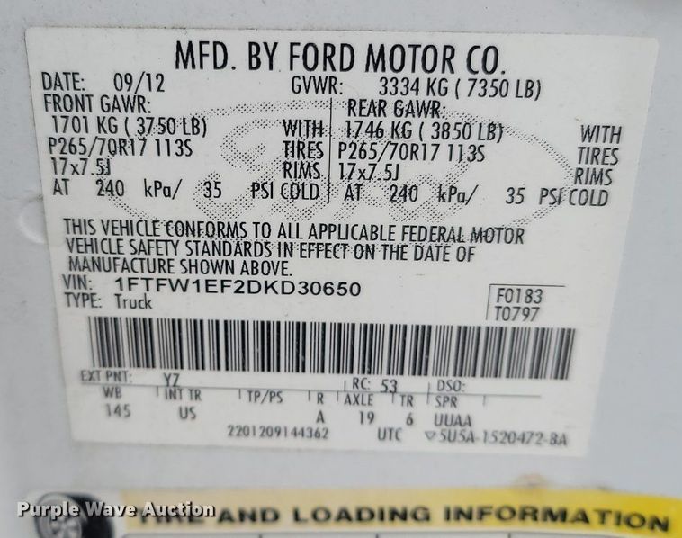 image for item JL9324 2013 Ford F150  SuperCrew pickup truck