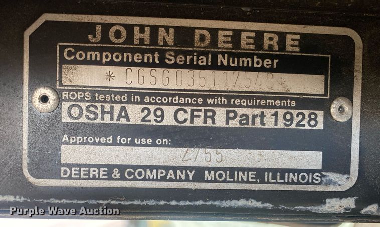 image for item KV9612 1990 John Deere 2755  MFWD tractor