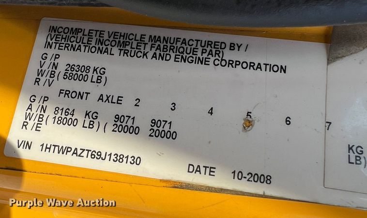 image for item LI9562 2009 International WorkStar 7500  dump truck