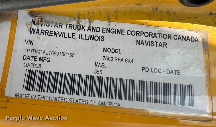 image for item LI9562 2009 International WorkStar 7500  dump truck