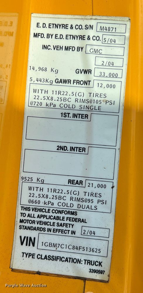 image for item LI9563 2004 Chevrolet C7500  oil distributor truck