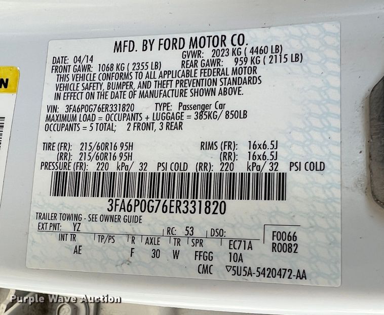 image for item LI9564 2014 Ford Fusion