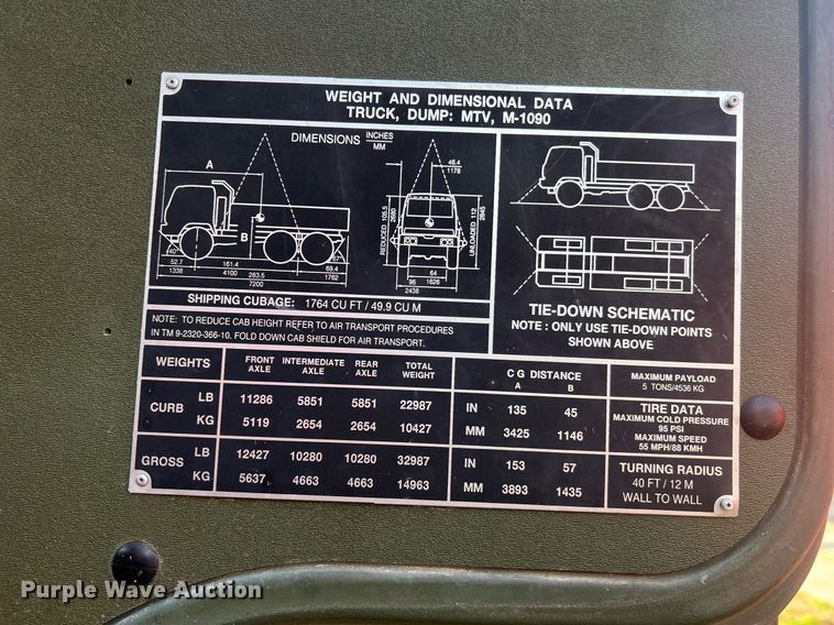 image for item LI9583 1999 Stewart & Stevenson MTV M-1090  dump truck