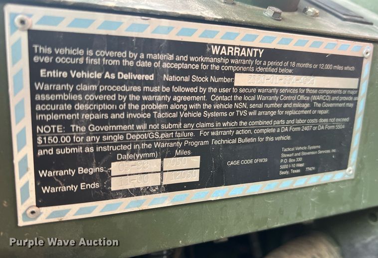 image for item LI9583 1999 Stewart & Stevenson MTV M-1090  dump truck