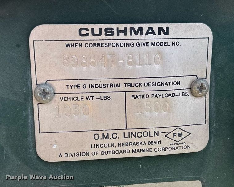 image for item LN9402 Cushman 898547-8110  utility vehicle