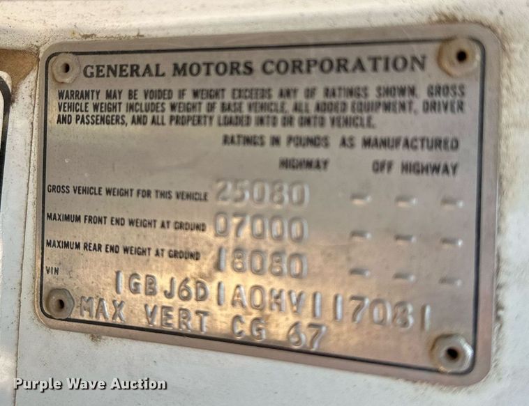 image for item LR9600 1987 Chevrolet C6M  dump truck