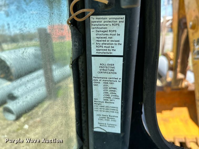 image for item LR9603 1990 John Deere 310C  backhoe