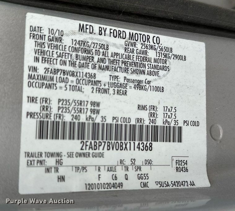 image for item LR9619 2011 Ford Crown Victoria Police Interceptor