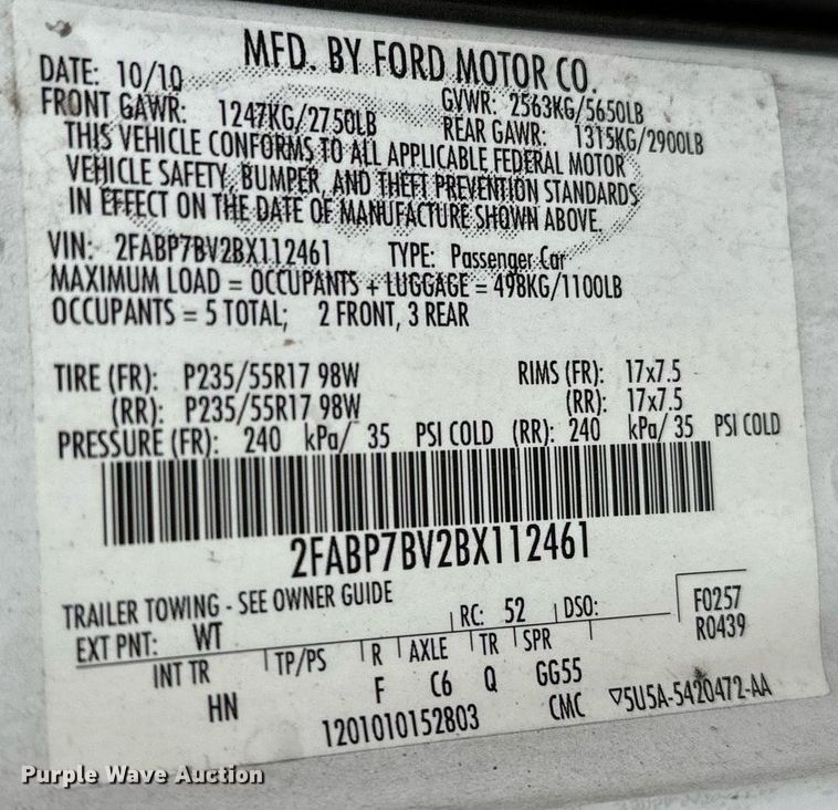 image for item LR9623 2011 Ford Crown Victoria Police Interceptor