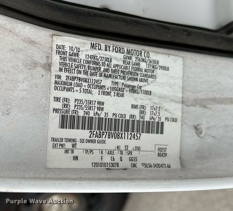 image for item LR9628 2011 Ford Crown Victoria Police Interceptor