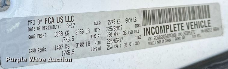 image for item LR9647 2017 Dodge Grand Caravan  handicap accessible van