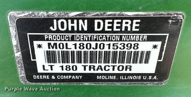 image for item LT9274 John Deere LT180  lawn mower