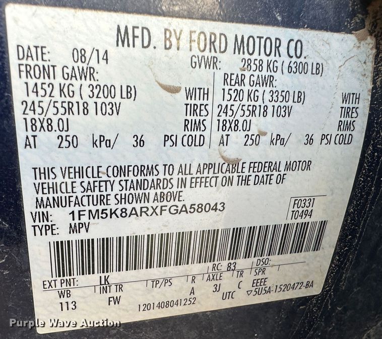 image for item LT9276 2015 Ford Explorer Police Interceptor  SUV