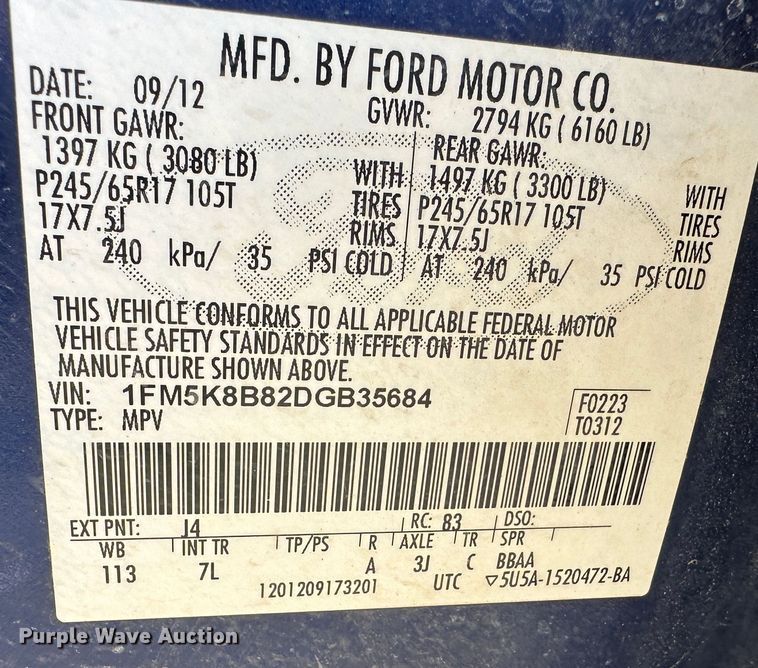 image for item LT9282 2013 Ford Explorer  SUV