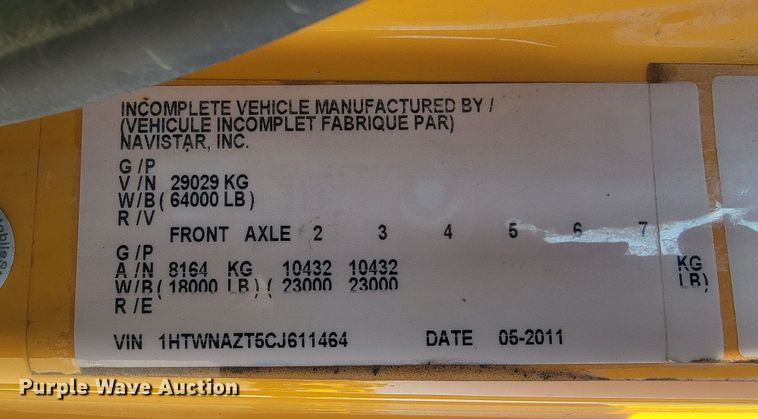 image for item LV9407 2012 International WorkStar 7500  dump truck