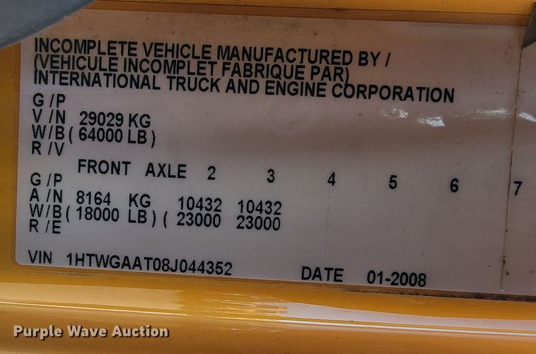 image for item LV9408 2008 International WorkStar 7400  dump truck