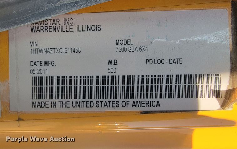 image for item LV9411 2012 International WorkStar 7500  dump truck