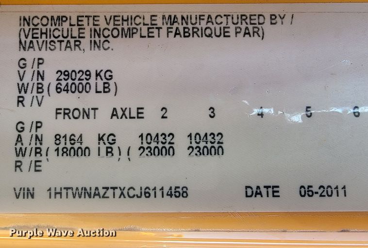 image for item LV9411 2012 International WorkStar 7500  dump truck