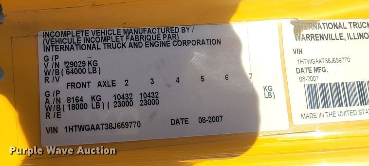 image for item LV9412 2008 International WorkStar 7400  dump truck