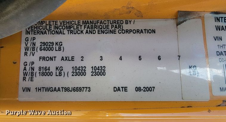 image for item LV9413 2008 International WorkStar 7400  dump truck