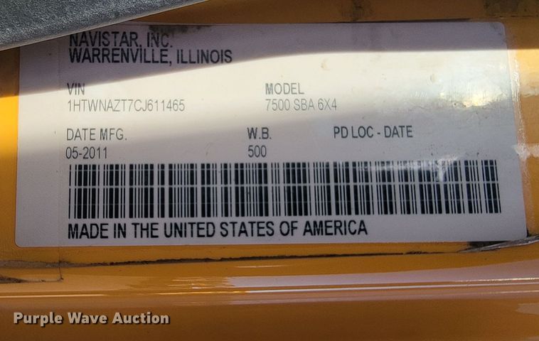 image for item LV9414 2012 International WorkStar 7500  dump truck