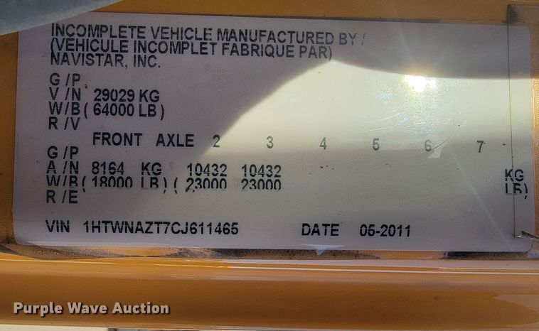 image for item LV9414 2012 International WorkStar 7500  dump truck