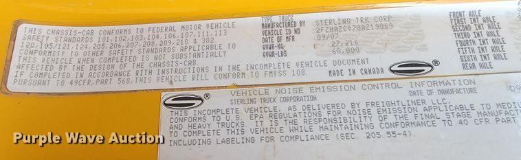 image for item LV9423 2008 Sterling LT9500  vacuum truck