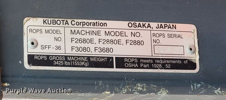 image for item LV9444 Kubota F2680  lawn mower