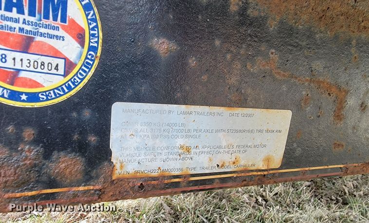 image for item LV9450 2008 Lamar  equipment trailer