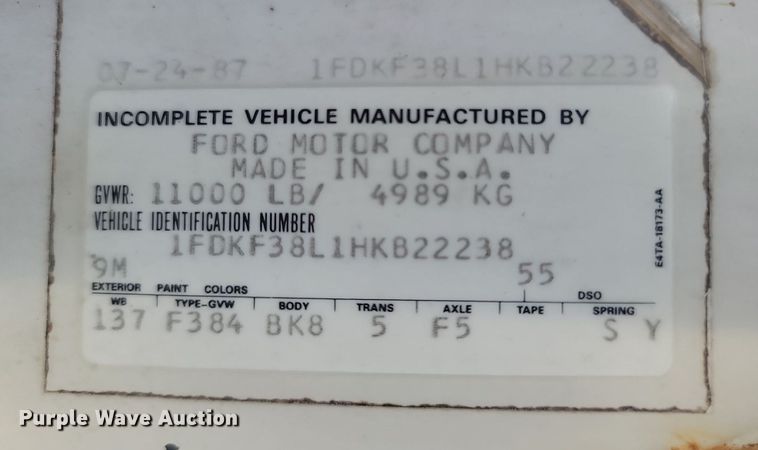 image for item MB9896 1987 Ford F350  dump flatbed pickup truck