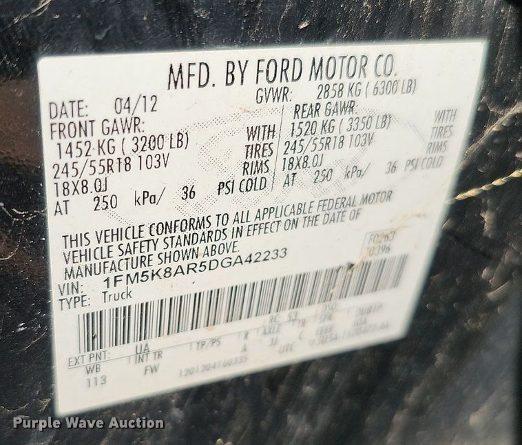 image for item MC9744 2013 Ford Explorer Police Interceptor  SUV