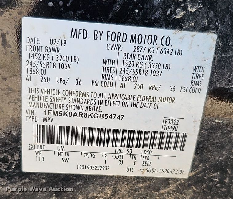 image for item MC9746 2019 Ford Explorer Police Interceptor  SUV