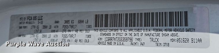 image for item MC9748 2016 Dodge Ram 1500  Crew Cab pickup truck