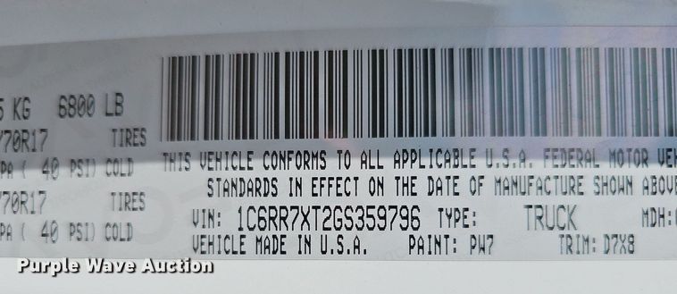 image for item MC9748 2016 Dodge Ram 1500  Crew Cab pickup truck