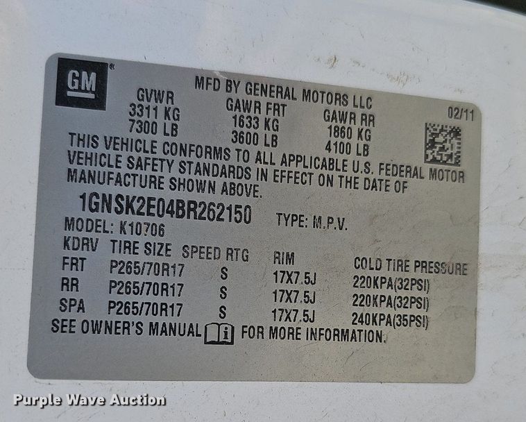 image for item MC9750 2011 Chevrolet Tahoe Police  SUV