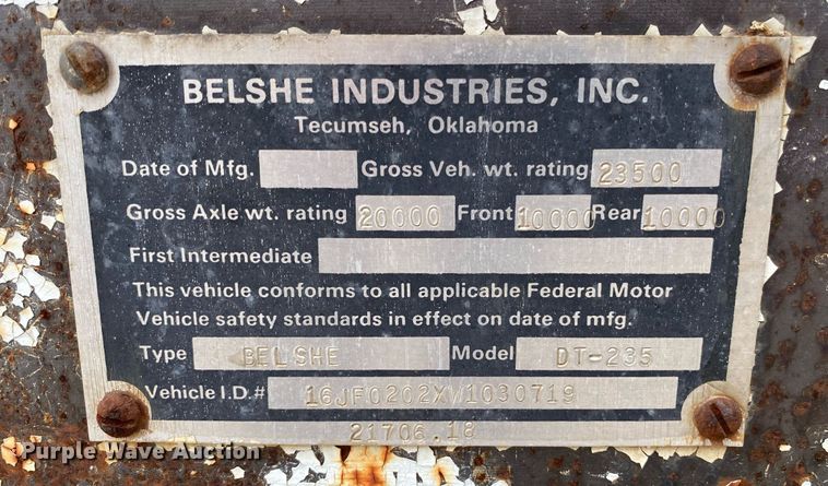 image for item MG9784 1998 Belshe DT-235  equipment trailer