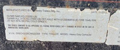 image for item MG9787 2012 Maxey  utility trailer